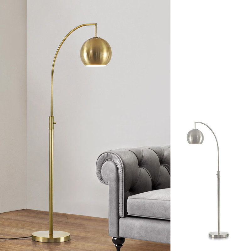 Eddo 68'' Arched Floor Lamp, Brushed Brass, Brass