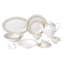 Lorren Home Trends Bone China Dinnerware Set, White With Marble Pattern And Gold Trim, 57 Piece Service For 8, Formal Dining Collection