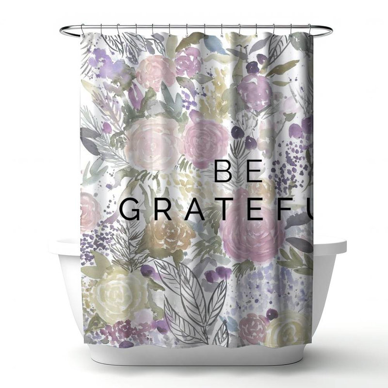Floral – Polyester Shower Curtain, Dye Sublimation Print, 71" W × 74" L