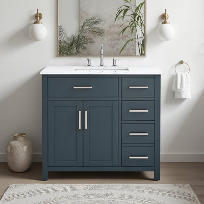 Ensemble de meuble-lavabo simple 36 po avec plateau en marbre Shamar