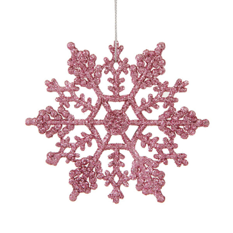 Ornement de Noël flocon de neige, Rose bonbon