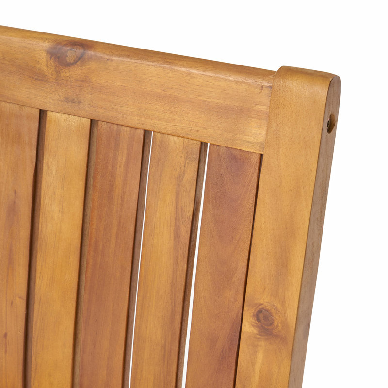 Teak Finish Acacia Wood Outdoor Dining Chairs, Set of 2