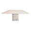 Weisinger Square Gathering Dining Table In Mango Wood With Brushed Ivory Finish On A Pedestal Base