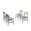 Ensemble de 4 chaises de salle à manger industrielles en acier inoxydable noir et naturel, hauteur 81 cm (32 po).