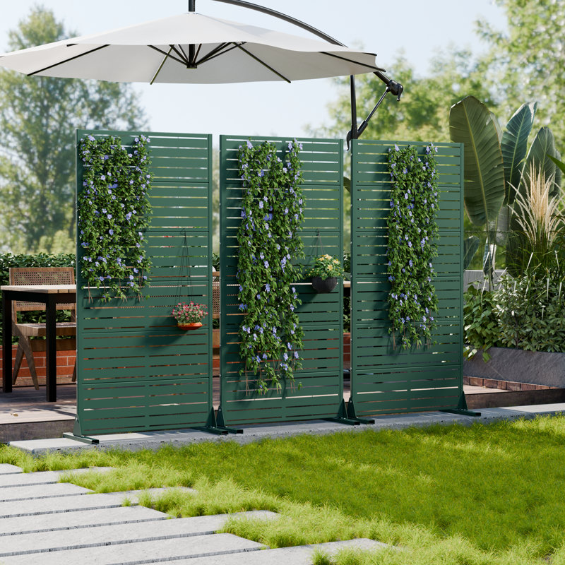 H 72 po x l 35 po x P 16 po avec écran d'intimité en métal et panneau de clôture en treillis pour terrasse, Vert foncé