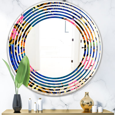 Wave Abstract Design IV Eclectic Frameless Wall Mirror