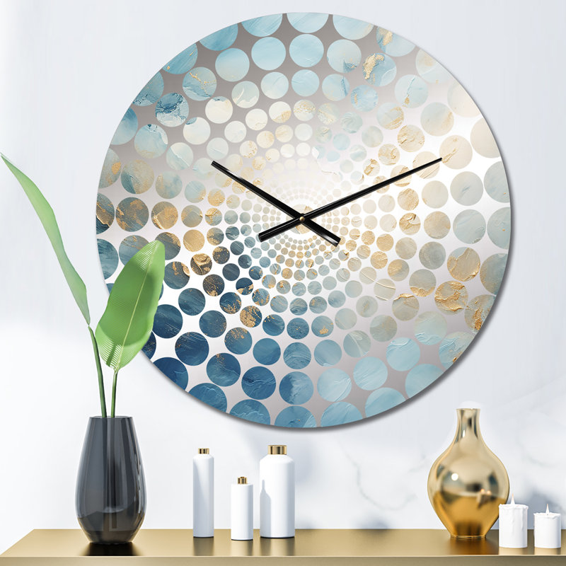Horloge murale en marbre doré et blanc Geode, Petit