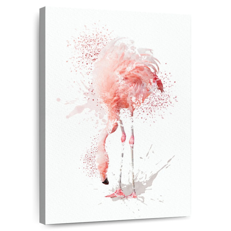 Brampt accroupi à l'aquarelle Flamingo, H 39 po x l 26 po