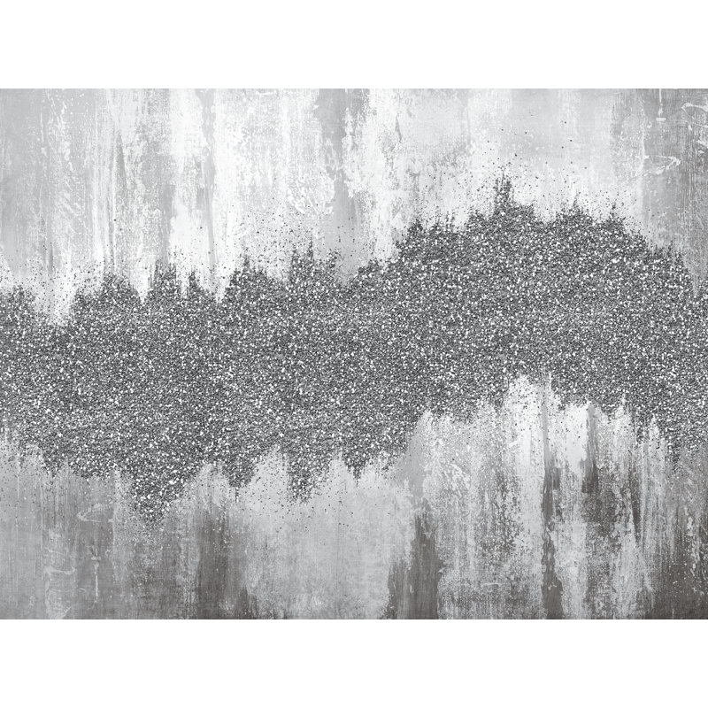 Argent abstrait par Inconnu, H 30 po x l 40 po, Papier avec cadre photo en érable, Blanc