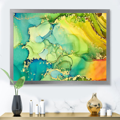 " Green And Yellow Luxury Abstract Fluid Art "
