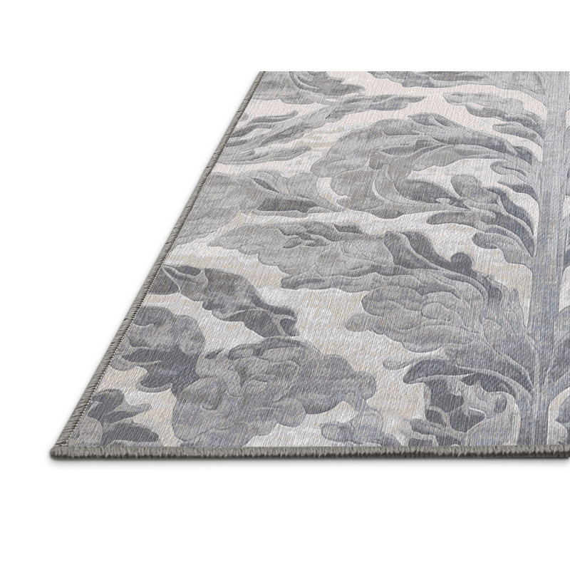 Machine Washable Gray Area Rug, Rectangle 7' x 10'