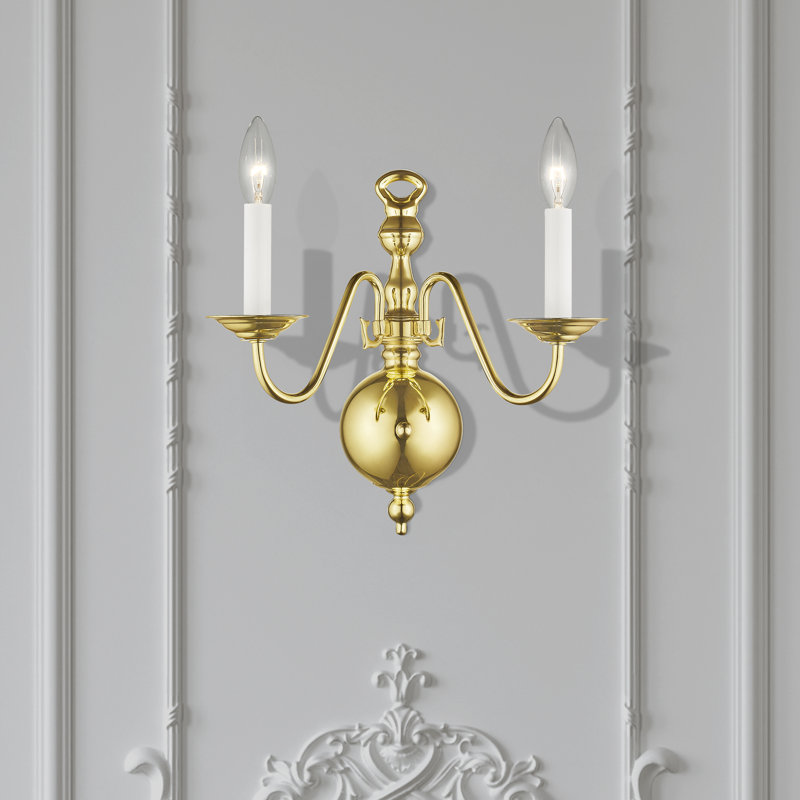 Benedetto Steel Candle Wall Light, Polished Brass