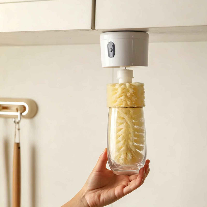 Brosse rotative à coupelle pour bouteilles d'eau