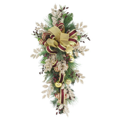 Holiday Swag with Ornaments, Berries and Bows
