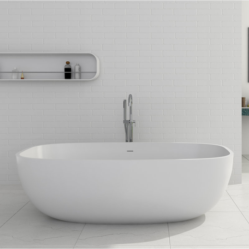 Beric 67'' x 27.5'' Freestanding Soaking Solid Surface Bathtub