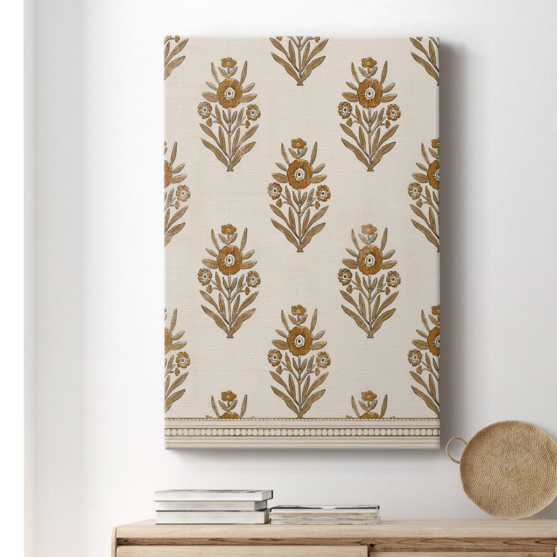 «Block Print Blooms II», toile tendue avec châssis de qualité supérieure - prête à être accrochée, H 60 po x l 40 po x P 1 po