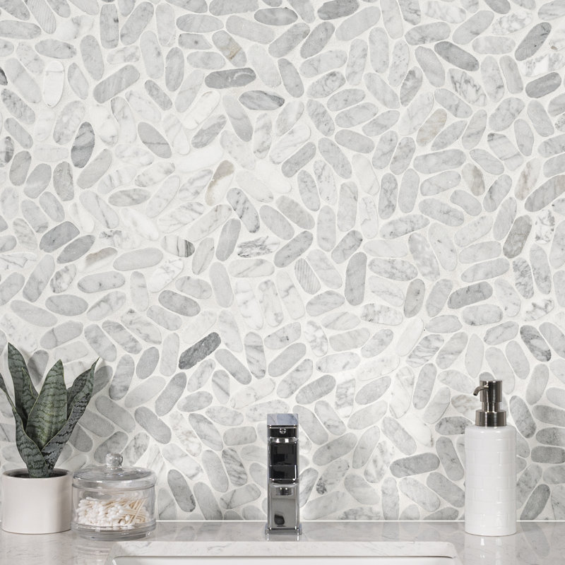 Marvella Pebble 12 in. x 12 in. Natural stone Mosaic Floor and Wall Tile, Gravelle