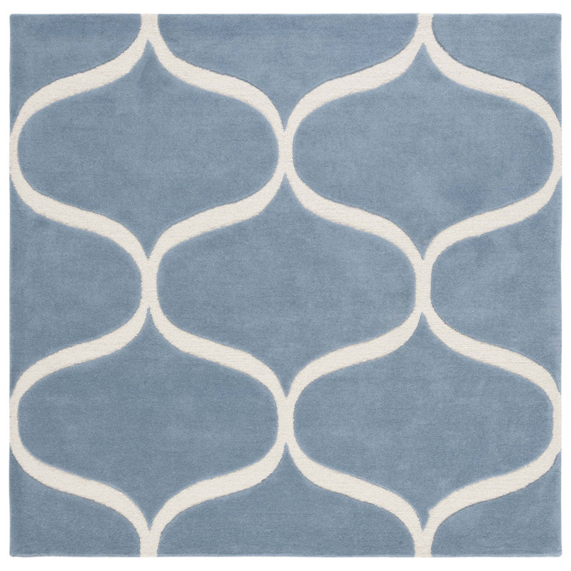 Cannen Hand Tufted Wool Geometric Rug, Square 6'