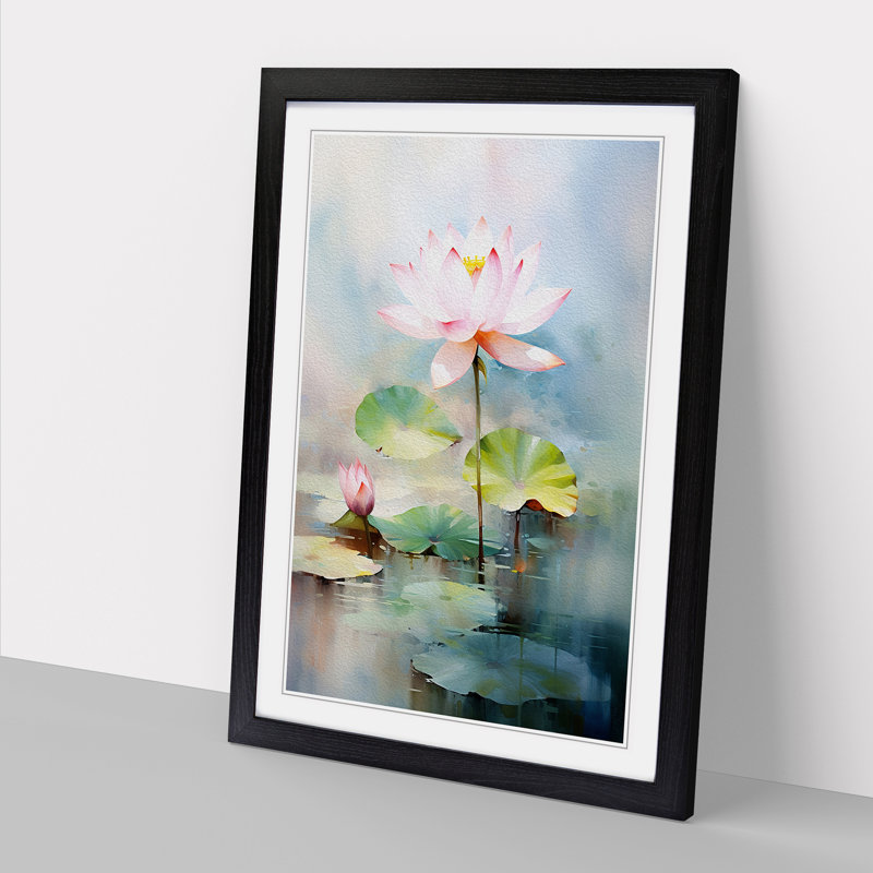 Lotus Flower Impressionism - Framed Print, Black Framed, 64cm H x 46cm W x 2cm D