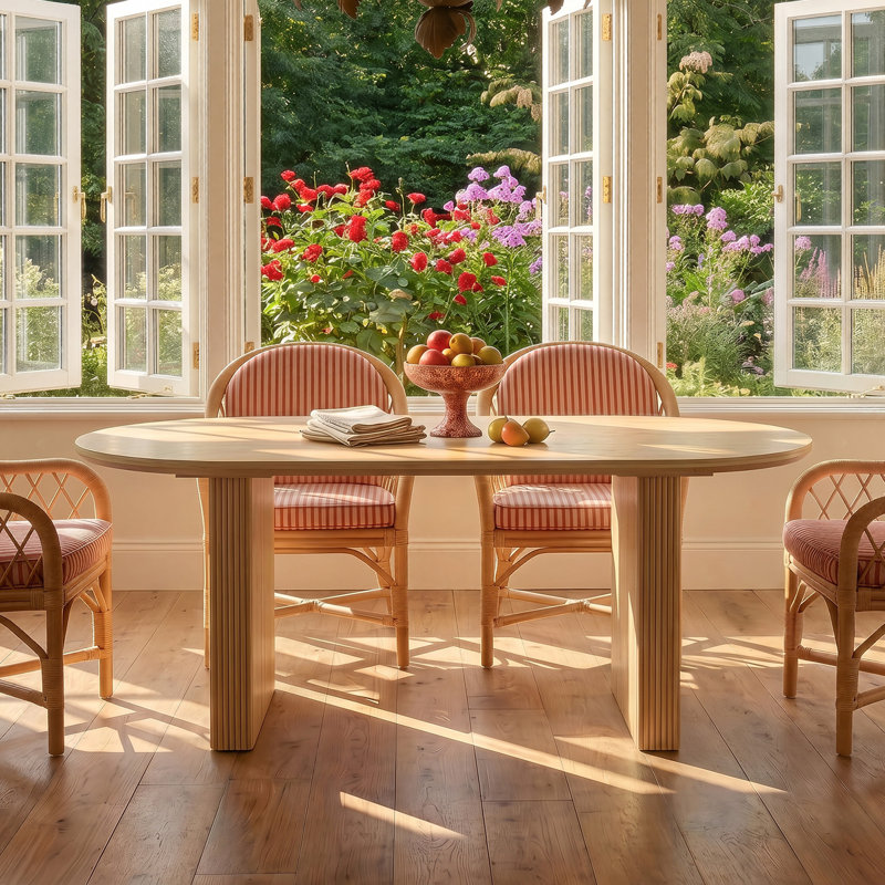 Table de salle à manger 70,8 po ovale 100% bois massif avec base à piédestal mixte, H 30,3 po x L 71 po x l 27,5 po