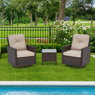 3 Pieces Patio Furniture Set, Wicker Swivel Rocking Chairs With Side Table -  Ebern Designs, A1BEBD6C59754A91B1C3DCAC833E033C