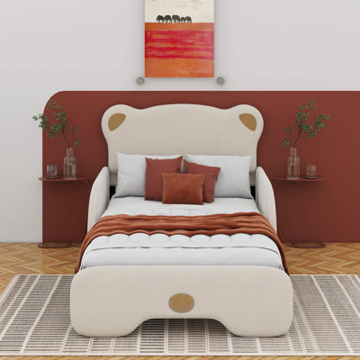 Canapé-lit simple tapissier extensible de taille XL, tête de lit en forme d'ours