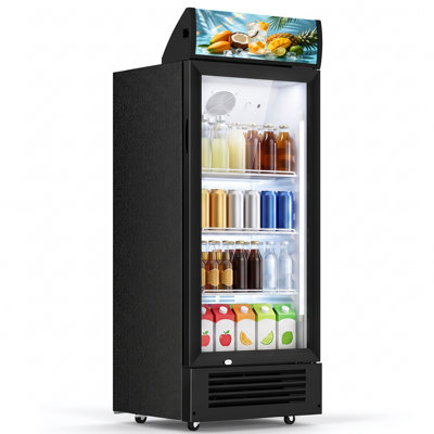 BacklD 6 Cu.Ft Commercial Display Refrigerator with 7-Level Temperature Control, Double-Pane Tempered Glass Door & Lockable Swivel Casters