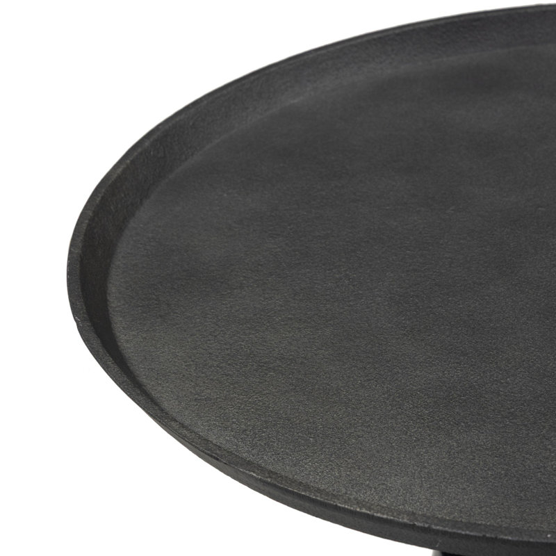 Cronos End Table, Hammered Gray, Polished Black Marble