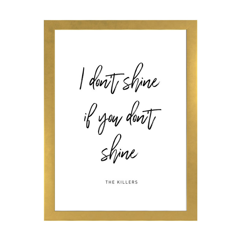 "Shine Killers", reproduction d’art textuel, Papier encadré doré, Blanc, H 32 po x l 24 po x P 1 po