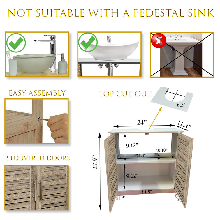 Non Pedestal Bath Under Sink Vanity Cabinet Stockholm Oak