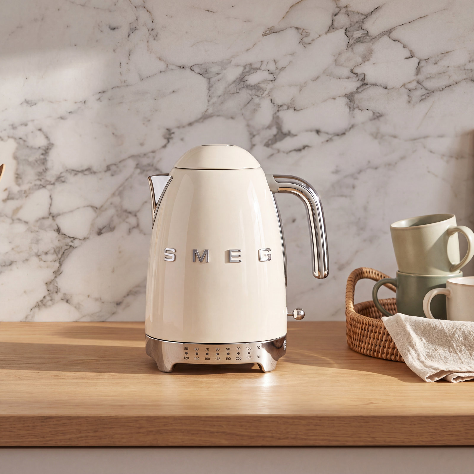 SMEG 50s Style Variable Temp Electric Kettle, Cream