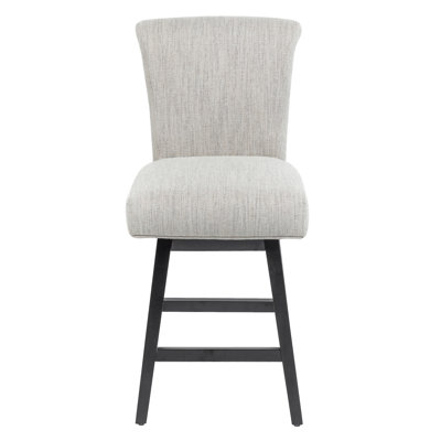 Lark Manor Counter Stools,26" 360 Free Swivel Bar Stools,Modern Counter Height Bar Stools With Upholstered And High-Back,Wooden Barstool For Kitchen Island And Counter Height,Set Of 1,Performance Fabric