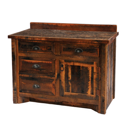 Fireside Lodge Barnwood Vanity - 42-inch - Barnwood Edged Laminate Top - Sink Center