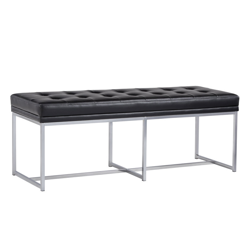 Banc de chambre rembourré Jaymae, Similicuir noir