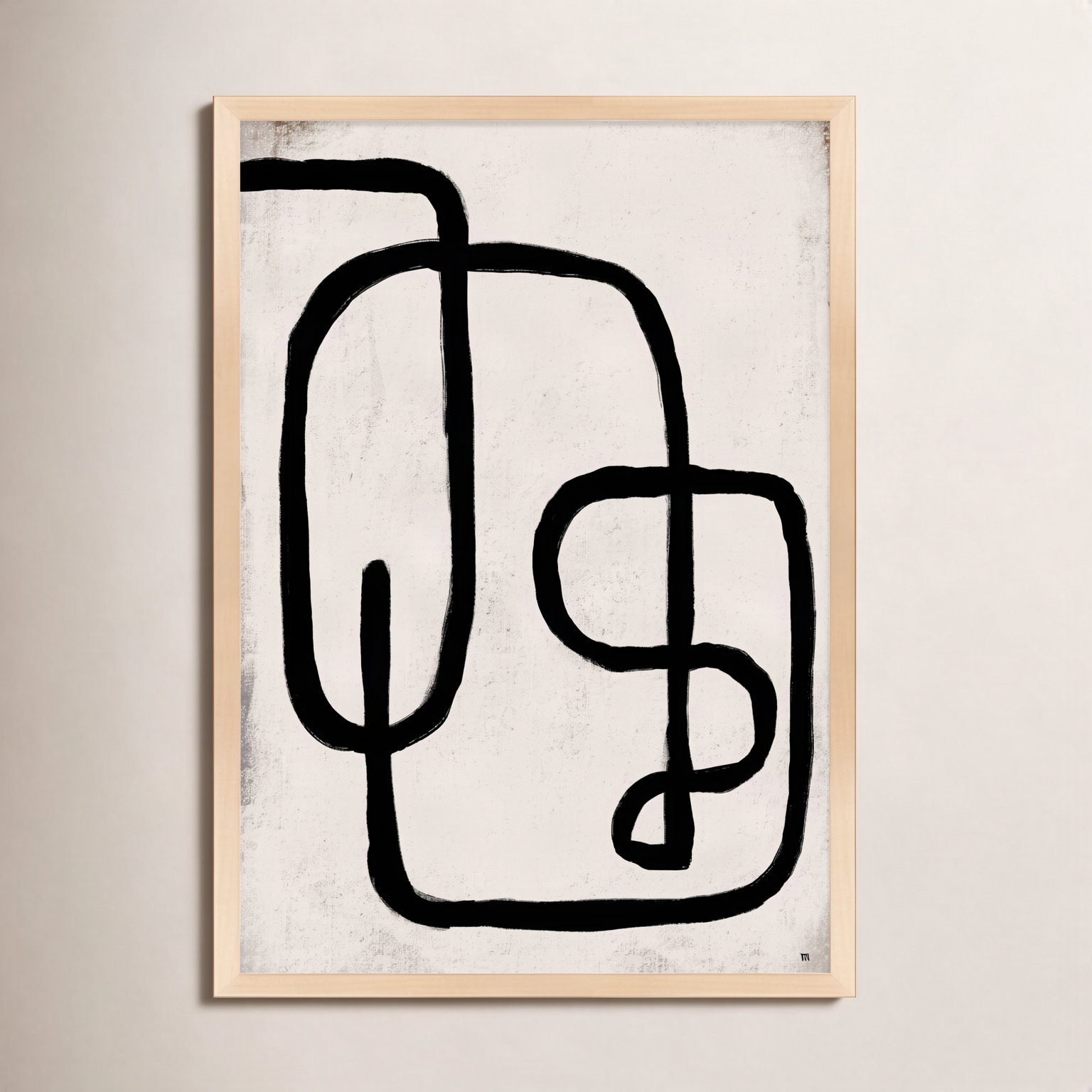 Linework 2 by StudioM, 20" H x 14" W x 1.25" D, Maple Framed Paper