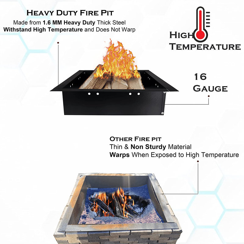 36'' Square Steel Fire Pit Accessory