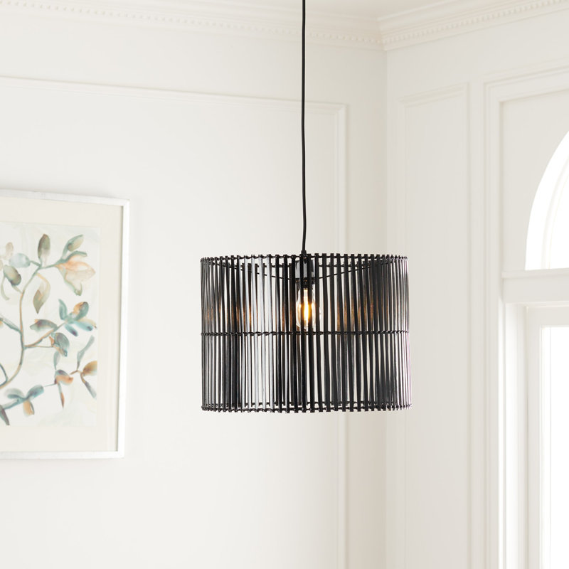 Luminaire suspendu carré unique à 1 lumière Fareleen, Noir