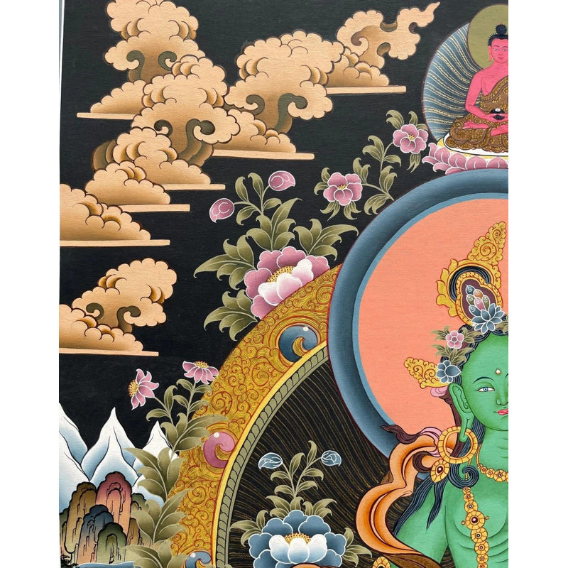 Vert Tara Thangka (Thangka sans brocart)