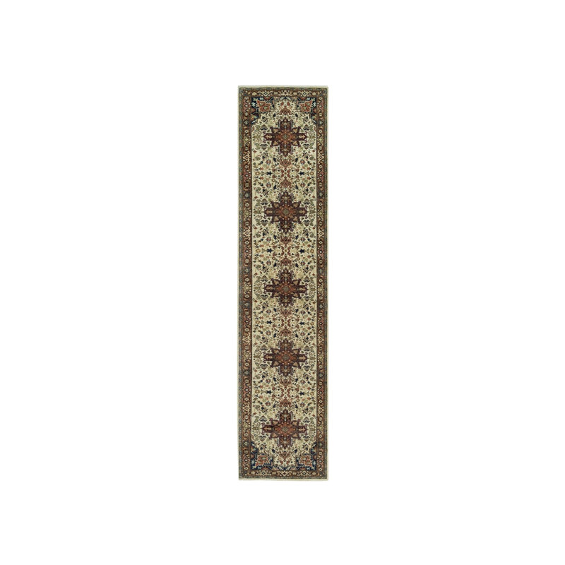 Tapis de couloir beige en laine noué à la main 2 pi 8 po x 12 pi 3 po DEA61A23AB0040818A4CD9D9CAC3673A