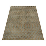Rug & Kilim’S Khotan-Inspired Rug, Subtle Blue Geometric Pattern On Beige-Brown
