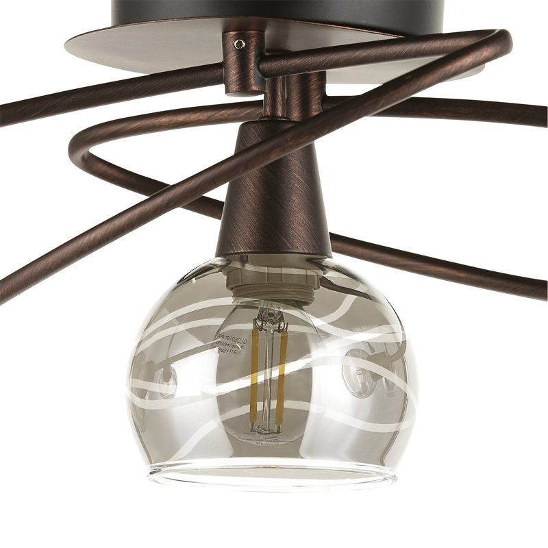 Abia Glass Semi Flush Mount, Bronze