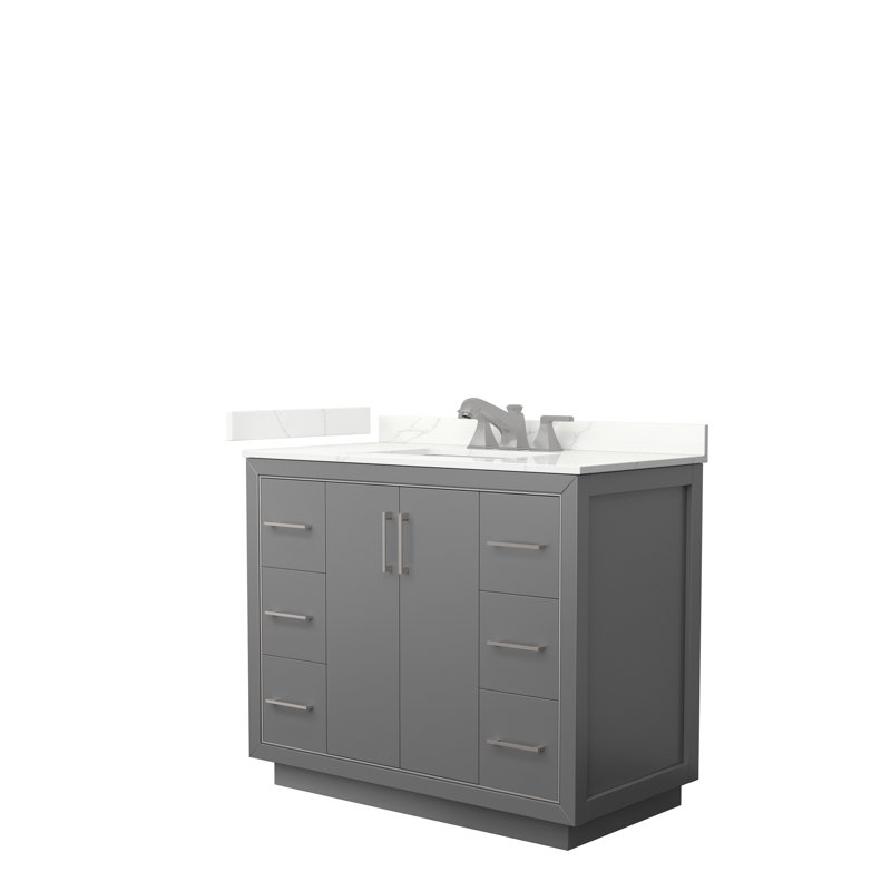 42'' W Single Vanity, Dark Gray, Giotto Quartz, Matte Black