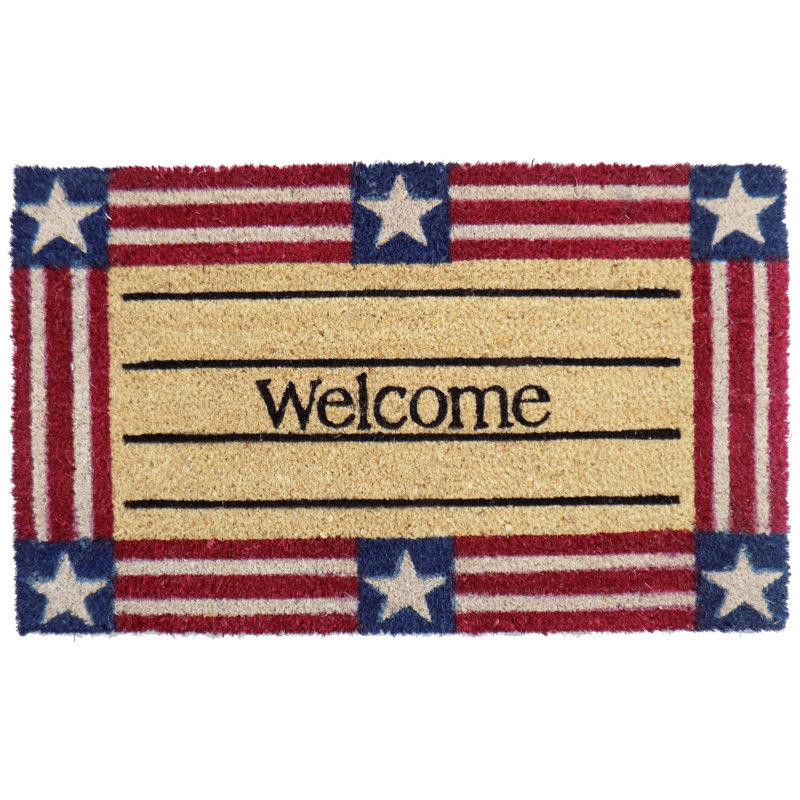 Tapis d'extérieur antidérapant Pearisburg Welcome Star and Stripe 30 po x 18 po
