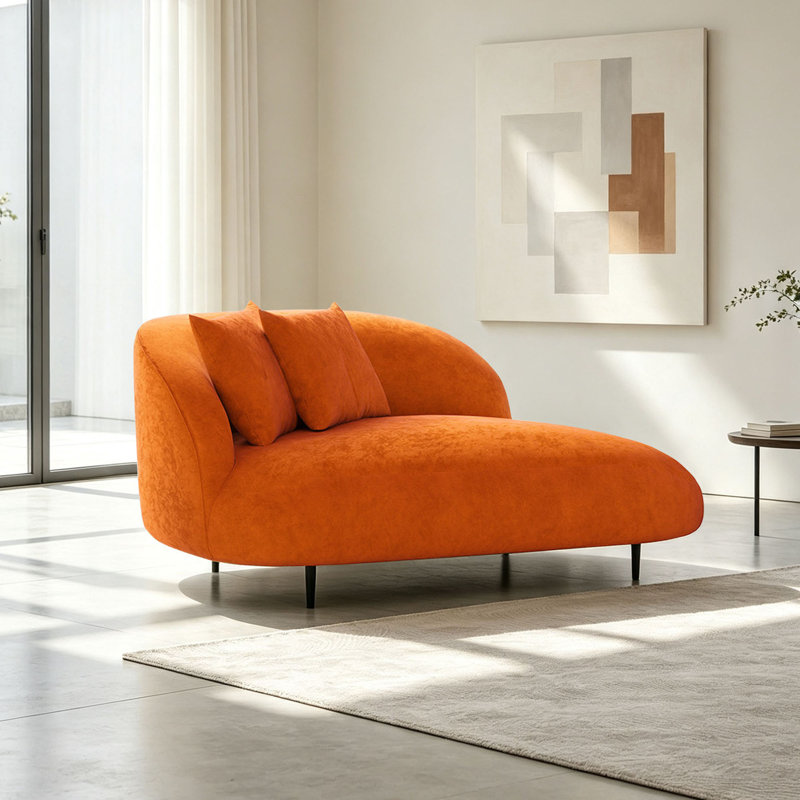 Chaise longue de loisir simple et luxueuse, Left Hand Facing, Orange