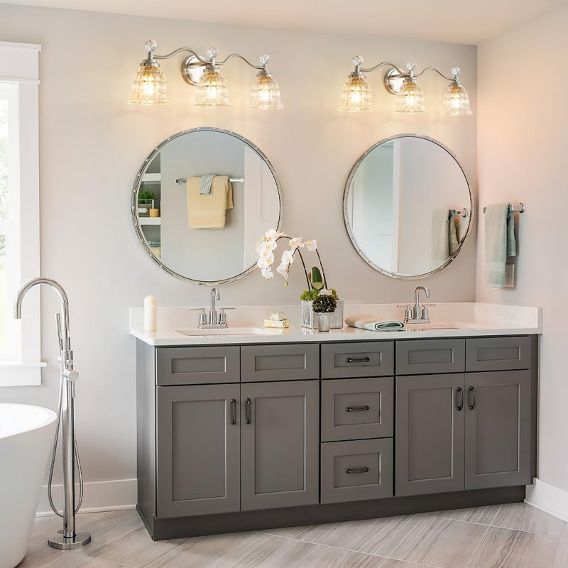 Luminaire de meuble-lavabo moderne avec abat-jour en cristal, applique murale à 3 lumières DEL à intensité variable pour salle de bain, miroir et salle d'eau