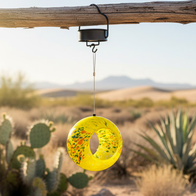 Solar Bird Feeder with Glass Fly-Through Design - Summer Burst