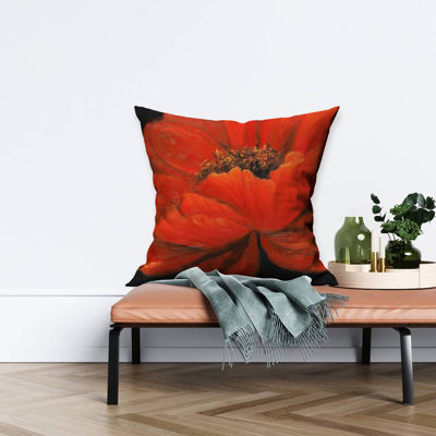 Red petal flower - 26"x26" Throw pillow - Poly twill - Print on demand