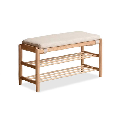 100% Polyester Upholstered Burlywood Solid Wood Bench