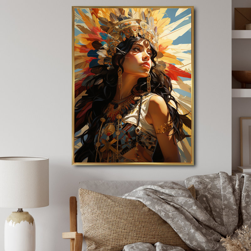 Rotanev, photo colorée réaliste d'une femme mexicaine - reproduction, H 40 po x l 30 po x P 1,5 po, Cadre flottant doré