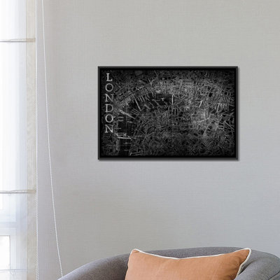 «Map London, Vintage in Black» par Pl Studio - impression sur toile